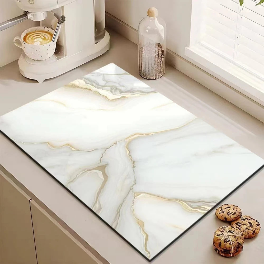1pcs Household Light Luxury Marble Draining Countertop Diatomite Absorbent Non-Slip Table Mat Kitchen Counter Drain Mat
