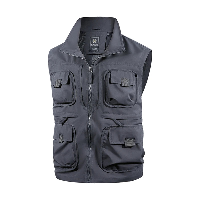 Multifunctional Workwear Vest Men Outdoor Zipper Multi Pocket Workwear Sleeveless Jackets Spring Autumn Breathable Sports Vests
