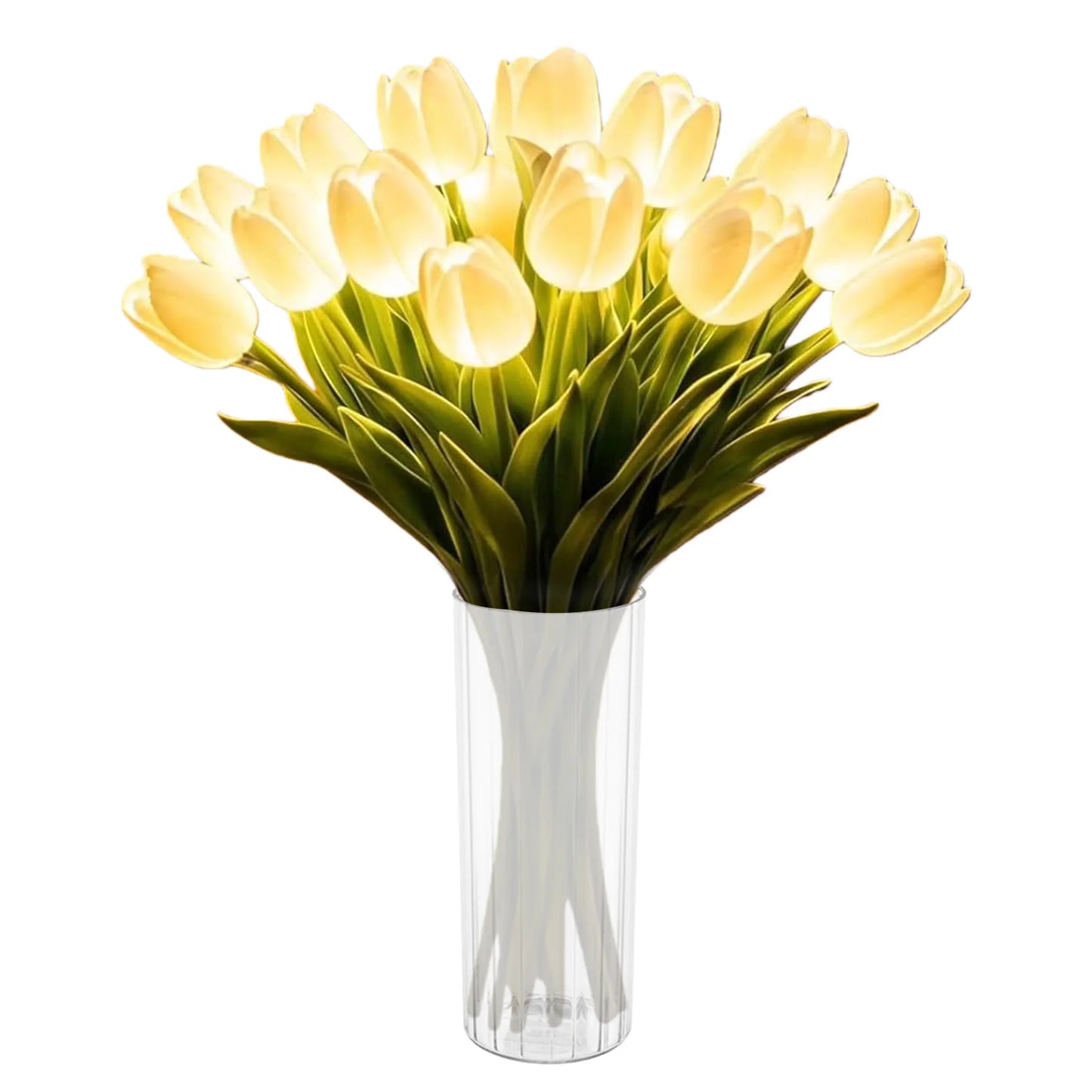 10/15pcs LED Lighted Artificial Flowers Tulip Lamp with Vase Tulip Desk LED Night Light for Valentines Day Gift