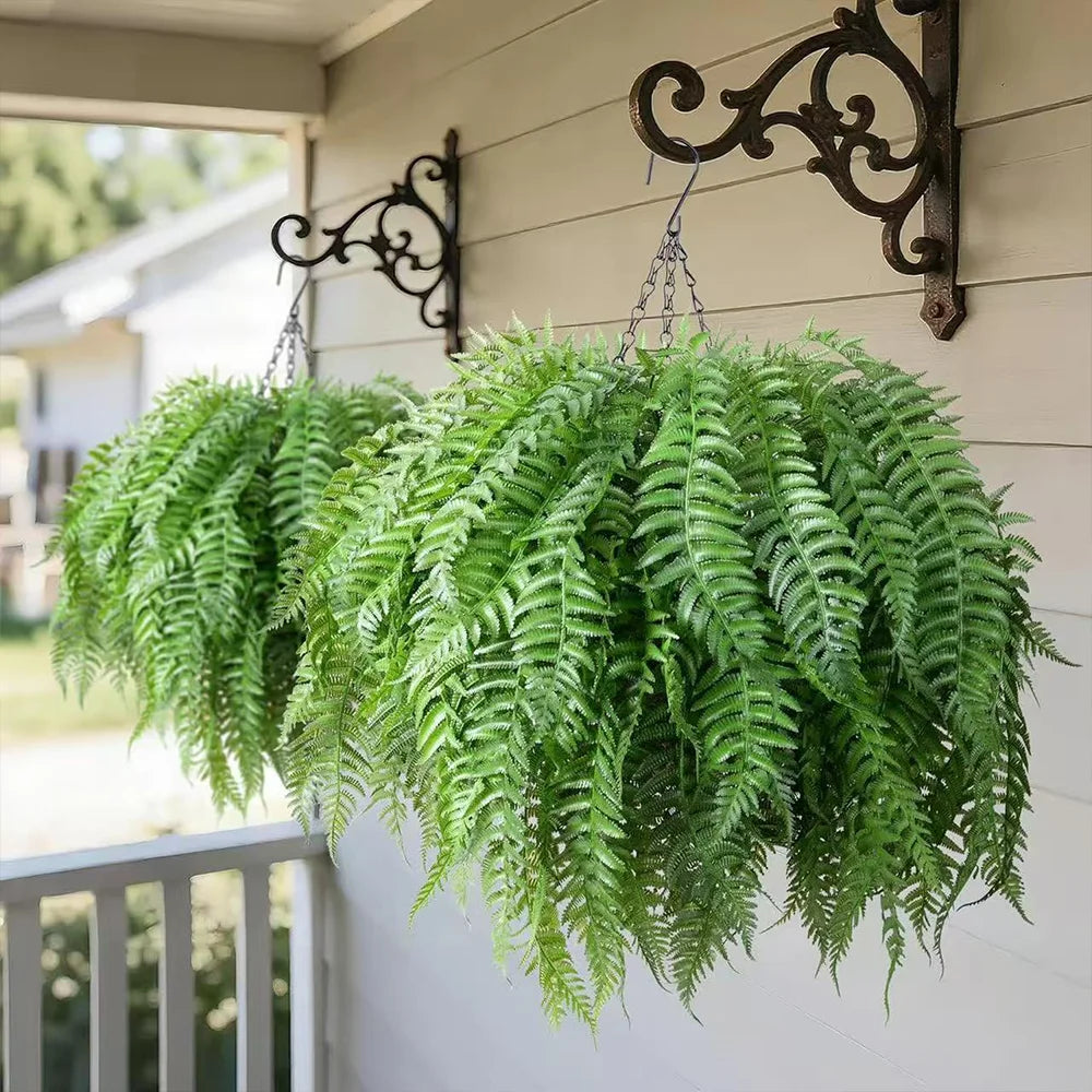 64cm Artificial Hanging Boston Plant Fake Fern Grass Leaves Wall Hanging Plants Plastic Persian  leafs For Home Garden Decor