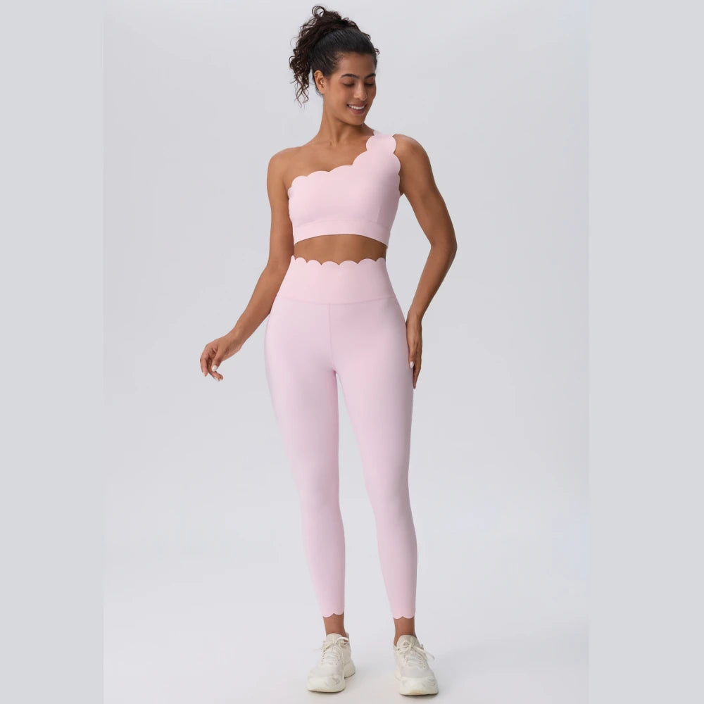 Women Skin Friendly Quick Dry Sports Bra High Waist Leggings Set Off Shoulder Design High Compression Yoga Pilates Activewear