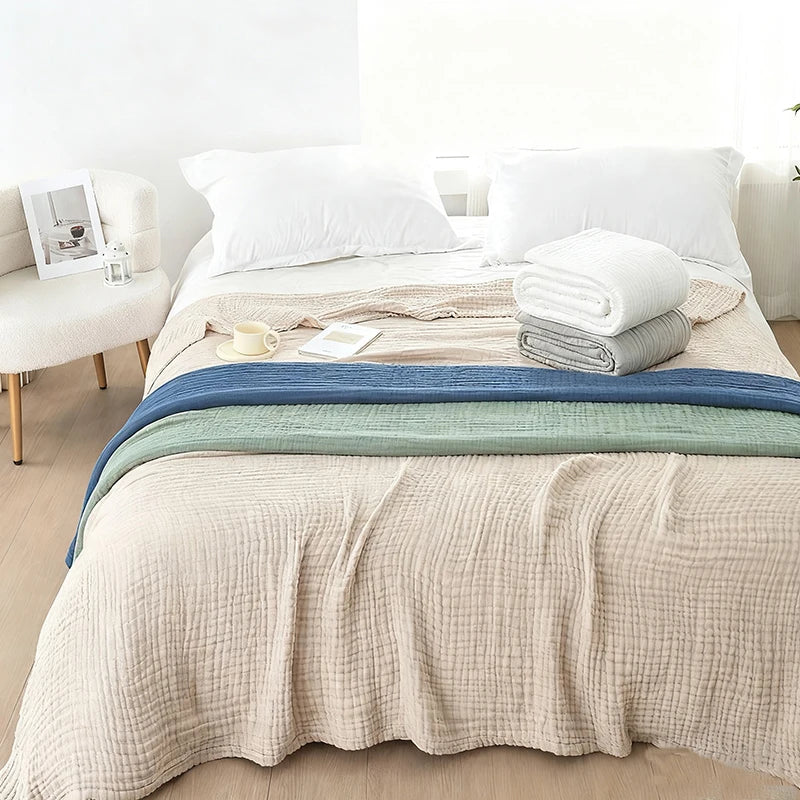100% Cotton Blanket 6 Gauze Layers Muslin All Season Soft Throw Blankets for Bed Couch Breathable Quilt Bedspread Bedding Adults
