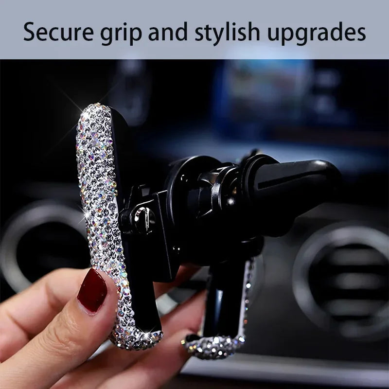 Stylish and Shiny Crystal Diamond Car Phone Holder 360° Rotatable Universal Fit for Secure Grip and Stylish Upgrades