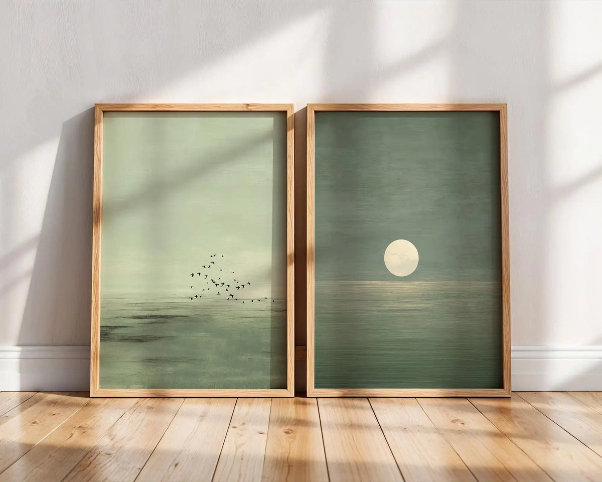 Japandi Wall Art Minimalist Pink Sunset Print, Scandinavian Zen Decor, Abstract Landscape Artwork, Earth Tones Boho Wall Decor