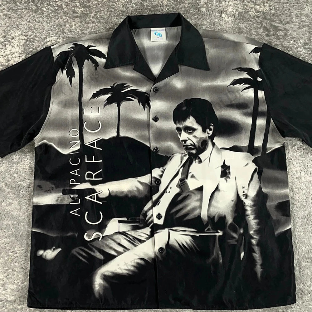 Hot Movie Scarface Hawaiian Shirt Tony Montana 3d Print Shirt Men Women Fashion Short Sleeve Casual Shirts Blouse Elastic Shirt