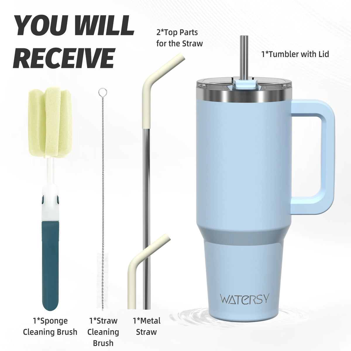 WATERSY 20oz/591ml Tumbler with Handle, Leak-proof Insulated Cup, Stainless Steel Vacuum Thermal for Coffee, Car, Travel