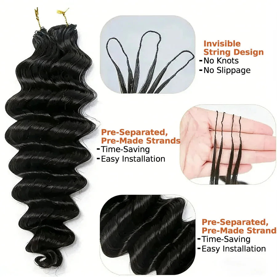 16-24in Crochet Human Hair Deep Wave Hair Extensions Crochet Hair Extensions Pre-Separated Crochet Human Hair Virgin For Woman