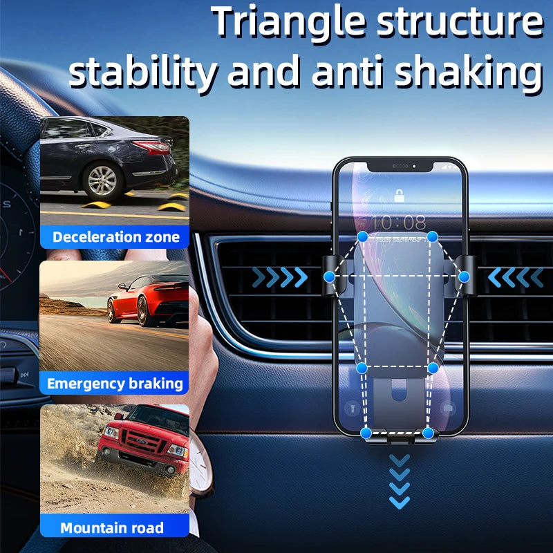 Universal Car Phone Holder Metal Stable Anti-shake Mobile Phone Mount for Car Dashboard Air Outlet Multifunctional Cell Phone St