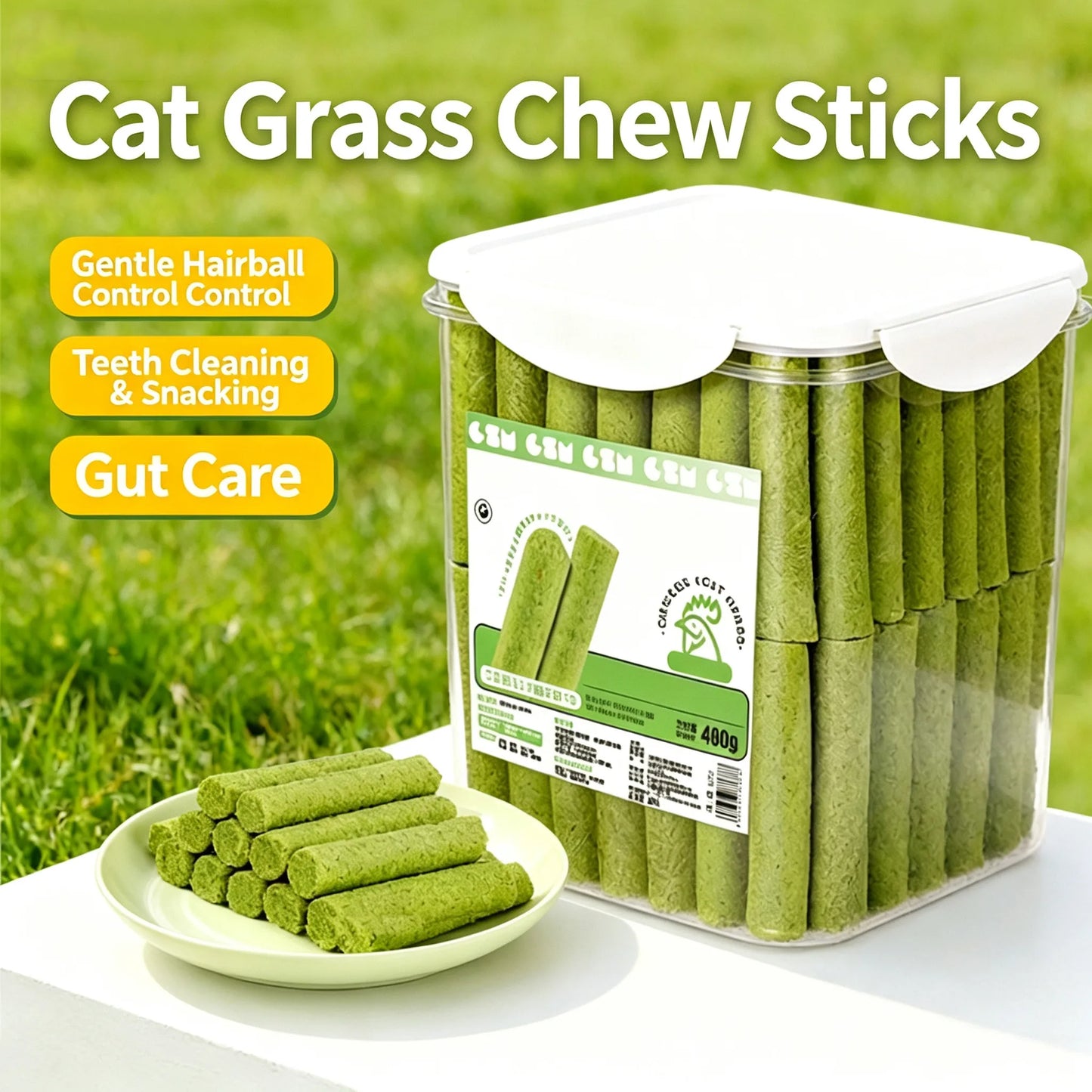 Cat Grass Teeth Grinding Chew Stick Pet Snacks Sticks For Hairball Teething Freeze Dried Catnip Pet Snack Sticks Digestion