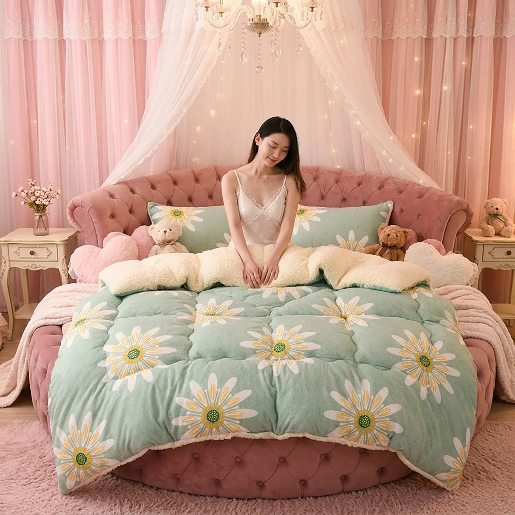 Cozy And Gentle Floral Snowflake Patterned Winter Blanket  Ideal for Fall And Winter Bedding in Bedrooms And Guest Accommodations