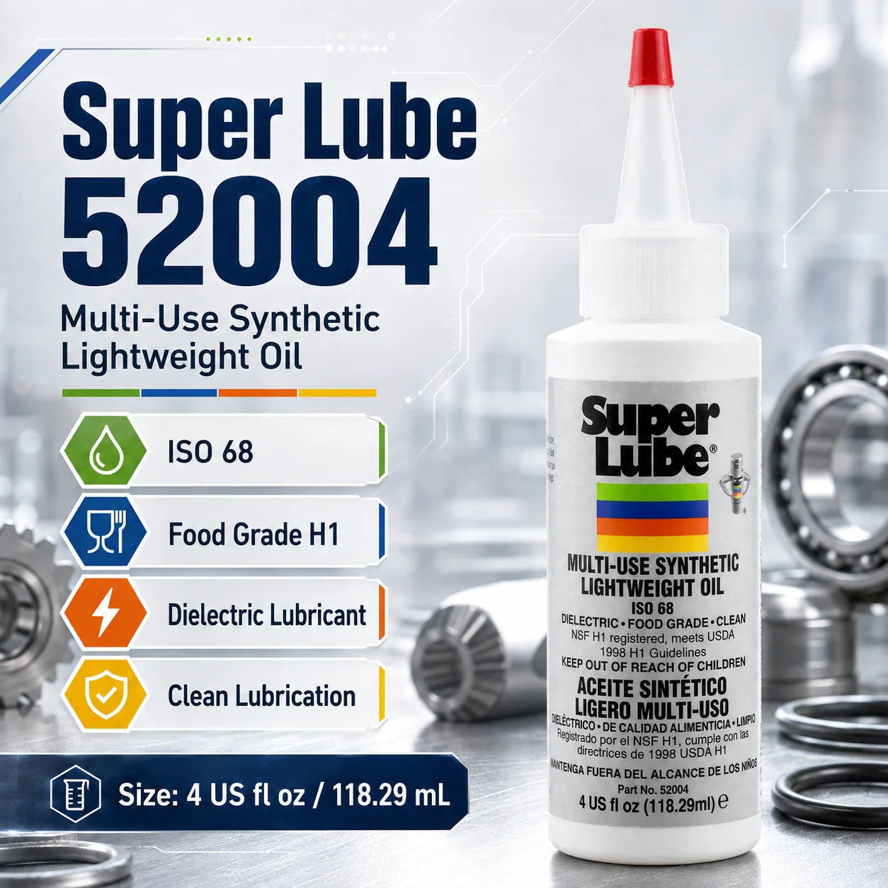 Super Lube 52004 Synthetic Lightweight Oil ISO 68 Multi-Purpose Food Grade Lubricant for 3D Printer Bearings Rails