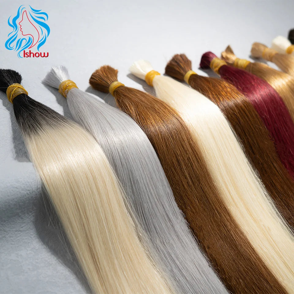 No Weft Straight Bulk Braiding Hair 100% Brazilian Virgin Remy Human Hair Extensions 50g 100g Blonde 1B Color Natural Hairpiece