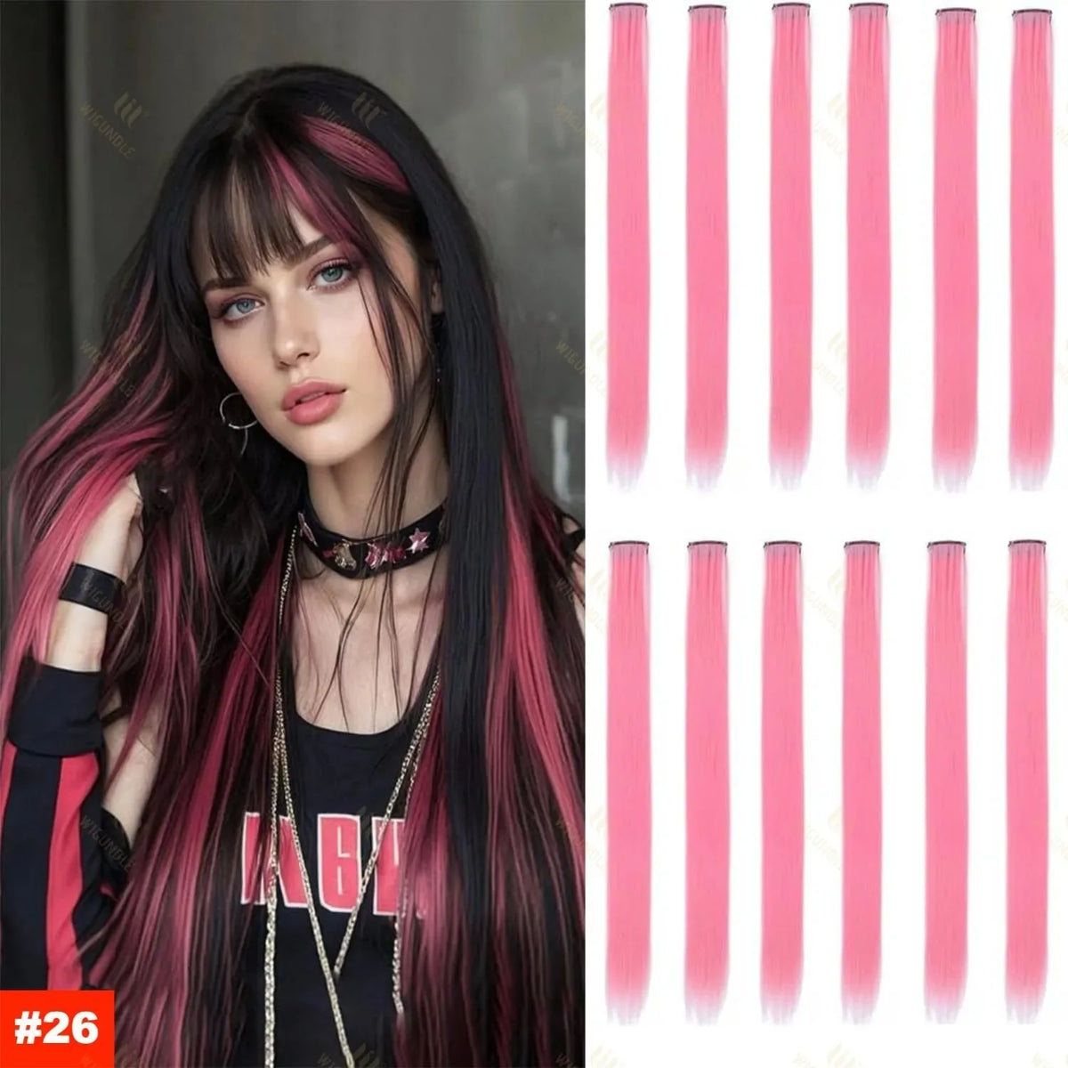 1 5 11 Pcs/lot Clip in Hair Extensions Multi-Colors Highlights Synthetic Hair 22 inch Rainbow Hairpieces for Girls Women Kids