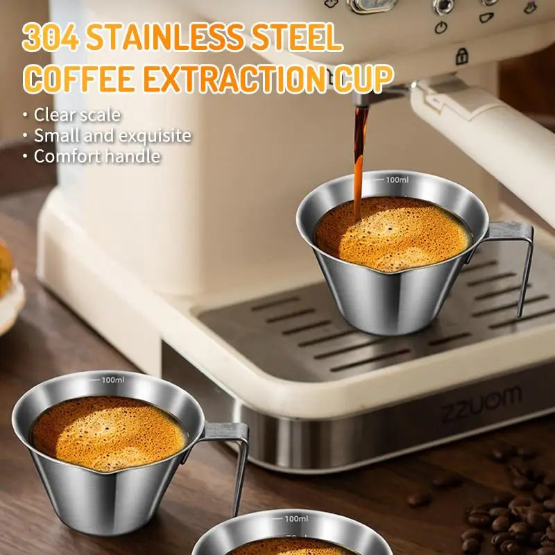 New-100ML Stainless Steel Coffee Extraction Cup With Scale Small Milk Spoon Making Cup Espresso Measuring Cup Kitchen Tools Cup