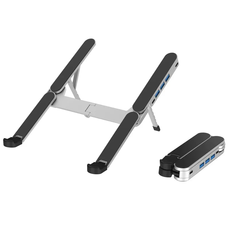 New Laptop Stand With USBHUB Height-Adjustable Cooling Expansion Dock, Foldable Aluminum Alloy