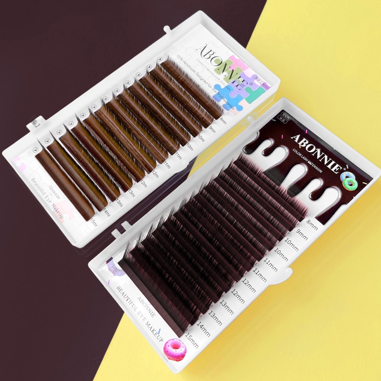 Abonnie M curl Brown Classic Lashes Extensions Chocolate Colored Eyelashes Fluffy Lashes