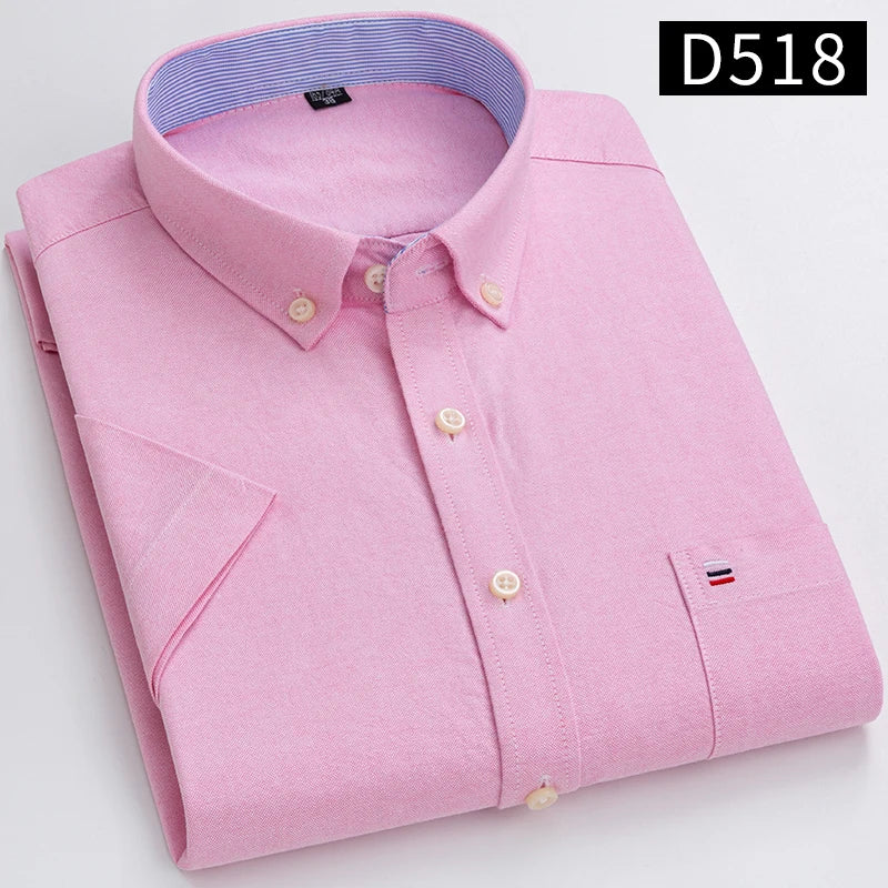 Plus Size 7XL Summer Short Sleeve Shirt 100%Cotton Shirts for Men White Plaid Striped Social Slim Fit Formal Business Clothing