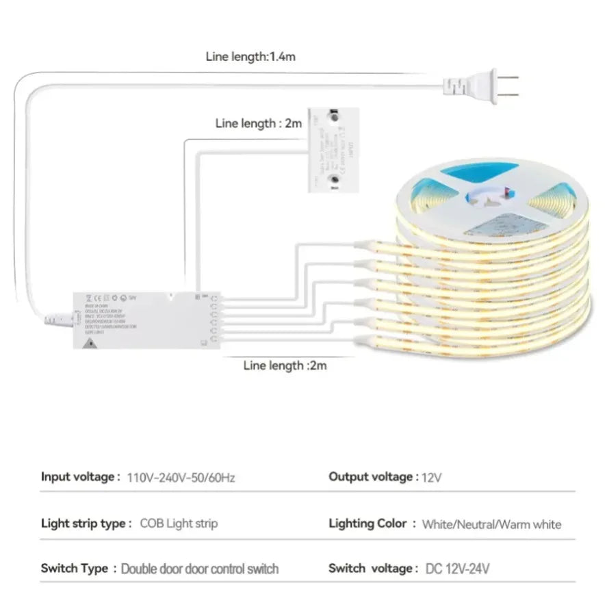 1~6PCS LED Strip Light Door-opening Sensor Sync Control Wine Cabinet Wardrobe Closet Decor Under Cabinet Collection Display Lamp