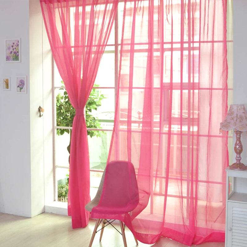 Transparent Window Gauze Solid Color Wedding Glass Gauze Household Products Light Luxury Style Easy To Install Curtains
