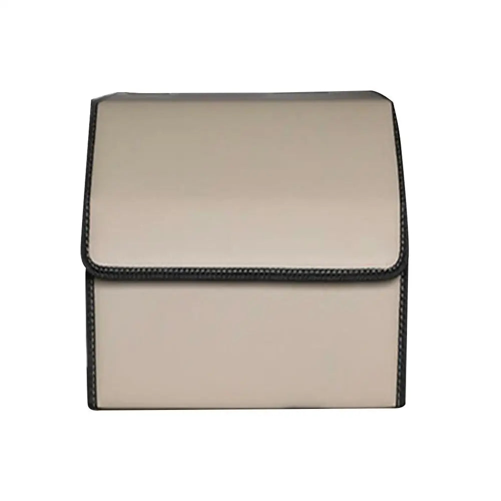 PU Leather Car Trunk Organizer Collapsible Storage Box with Lid Foldable Container Bag Universal Auto Interior Accessories