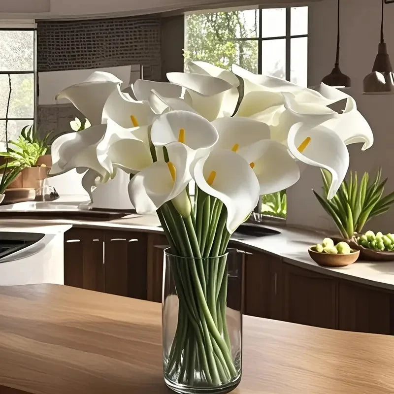 10PCS Artificial Flowers Calla Lily Faux PU Fake Flowers for Weddings Bouquet Bridal Shower DIY Bridal Bouquets Home Party Decor