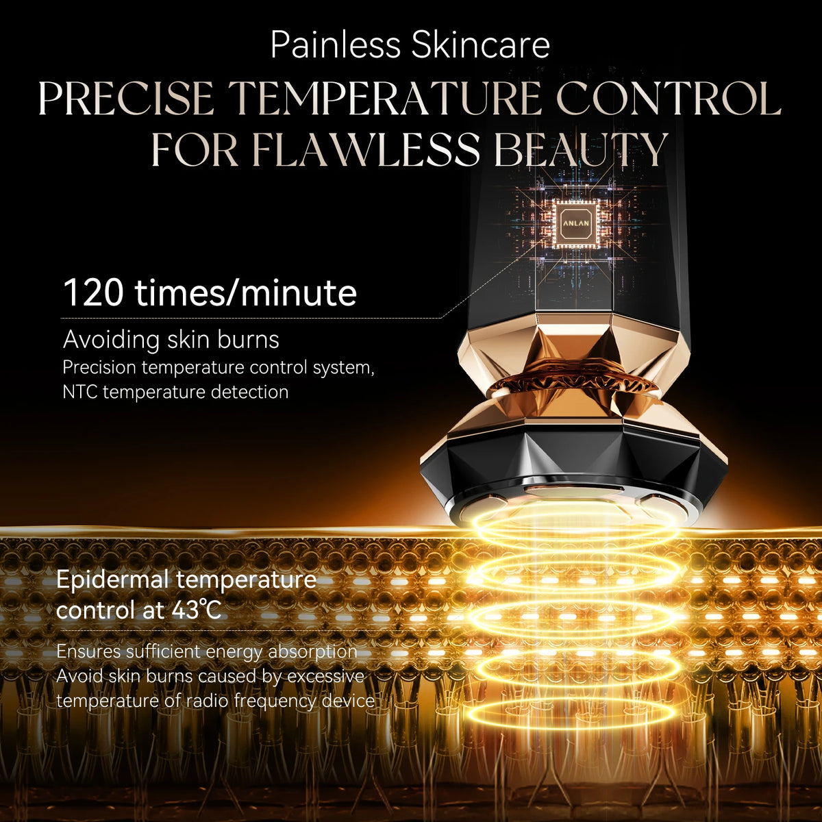 ANLAN Multifunction Skincare Device Pro 18K Gold Face Radio Frequency With Hot Cold EMS Facial Lifting Beauty Skin Care Massager