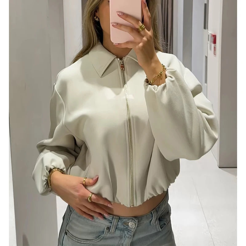 MUJER 2025 Women's Bomber Jacket Zip Puffed Varsity Jackets for Women Cropped Demi-season Jacket for Women Coats New Outerwears