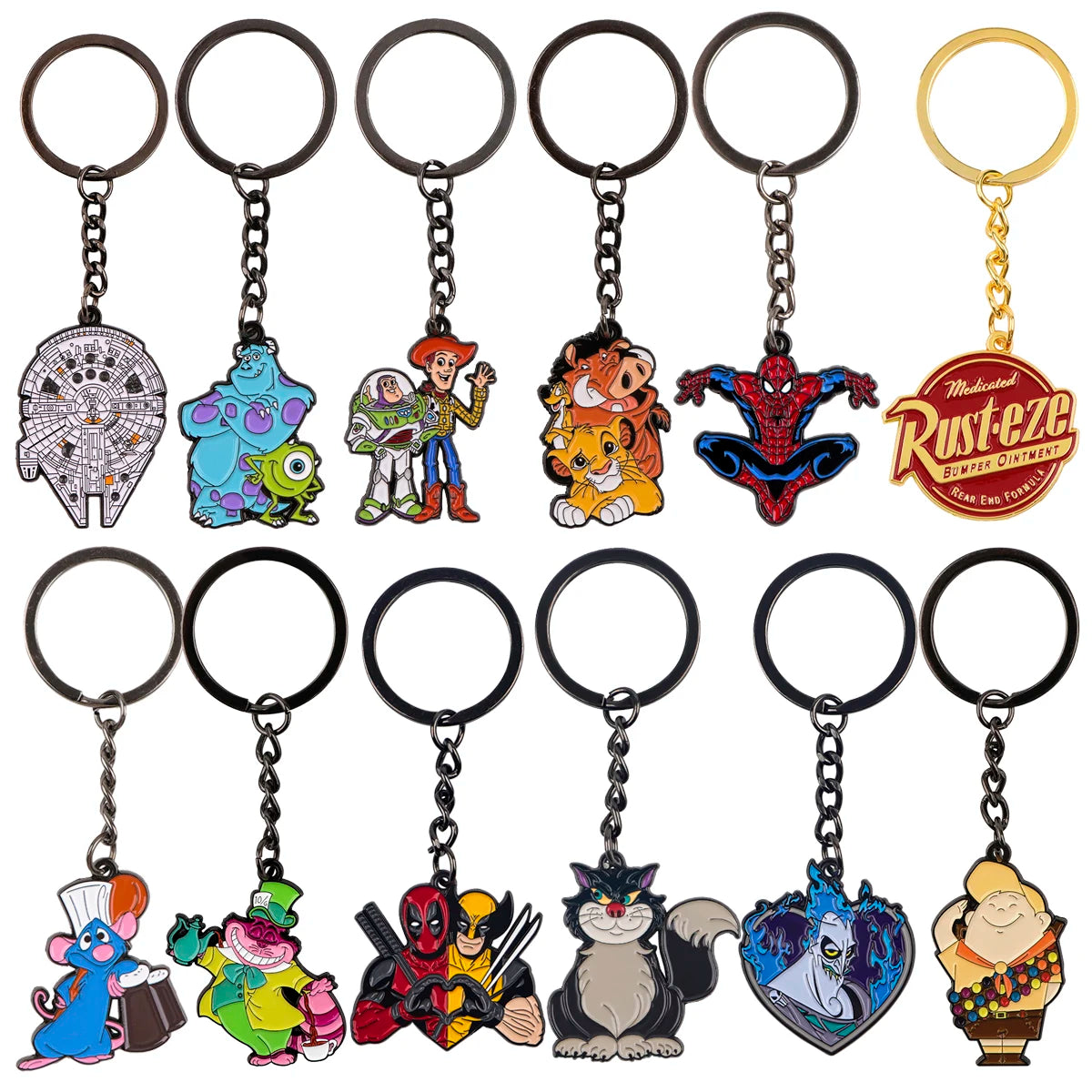 Classic Cartoon Metal Keychain Motorcycle Cars Key Chain Backpack Men Women Accessories Fashion Keyring Gifts for Friend