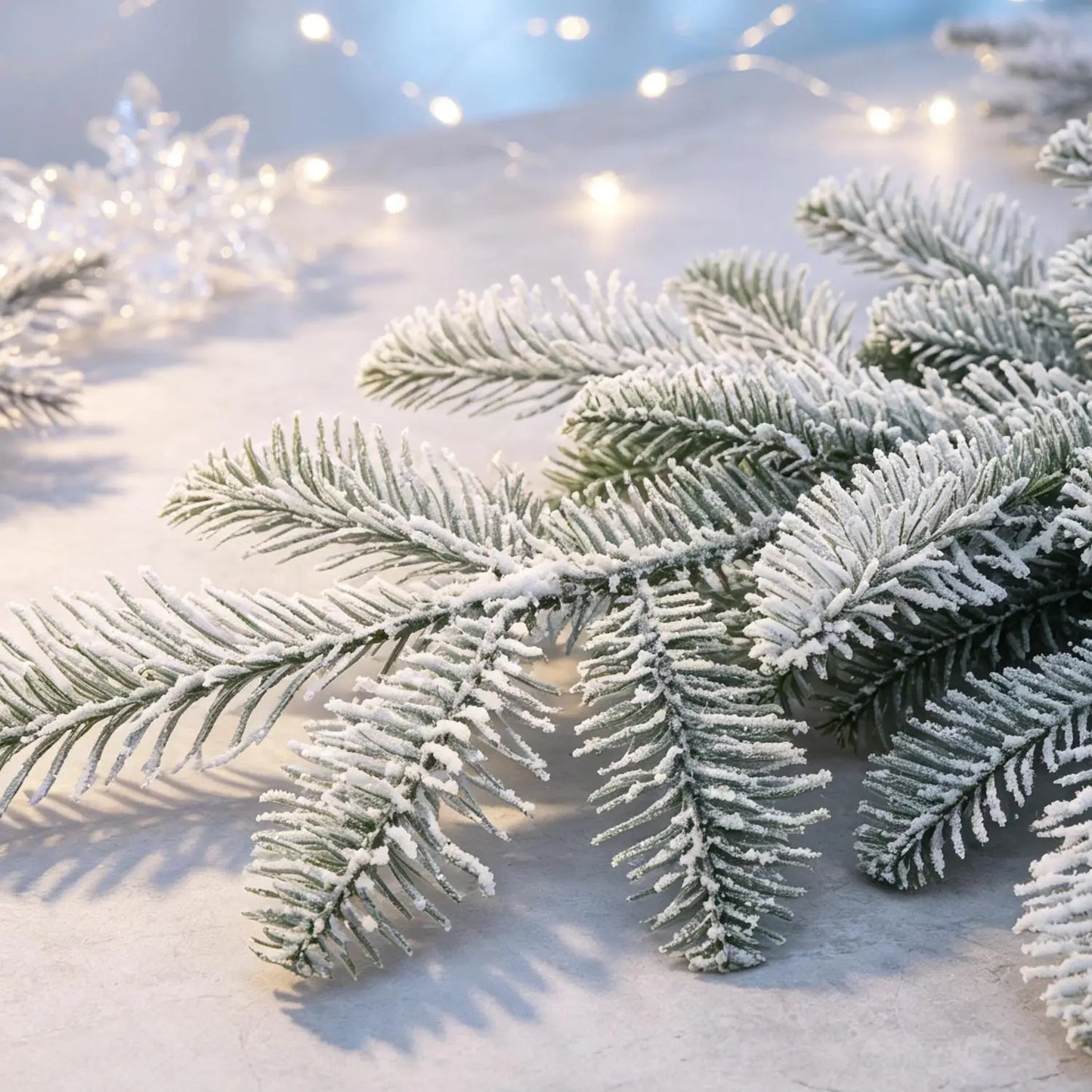 Frosted Pine Branches Pendant Wall Decor Artificial Cedar Frosted Pine DIY Garland Wreath Fake Snow Sprigs Christmas Decoration
