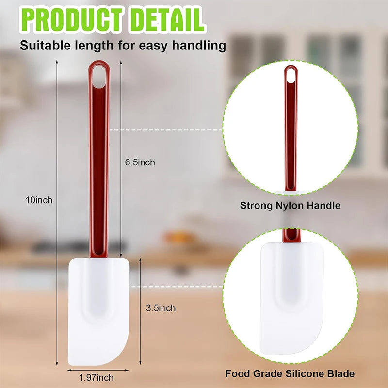 LMETJMA Heat Resistant Rubber Spatula Nonstick Silicone Spatula Scrapers Commercial High Temp Kitchen Baking Spatula JT491