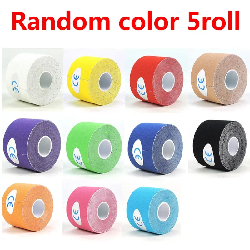 5 roll  Kinesiology Sports Tape  Athletic Strapping Gym Tennis Fitness Running Bandage Knee Muscle Pain Relief Knee Pads Care