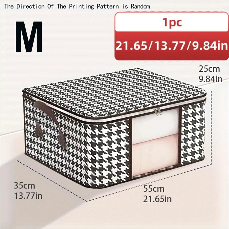 Visible Storage Box Portable Home Clothes Organizer with Handles Foldable Dustproof Quilt Toys Container Large Capacity 50/70L