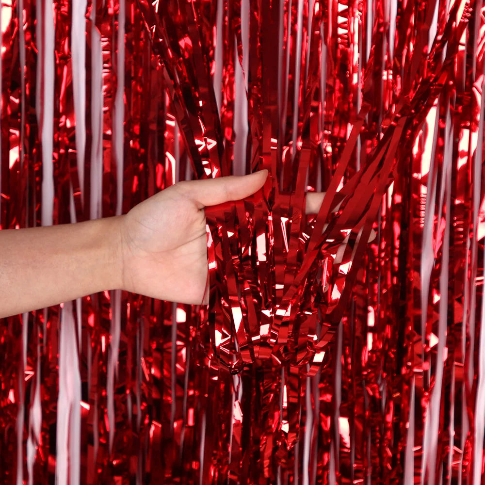 Metallic Tinsel Foil Fringe Curtains Photo Backdrop Glitter Streamers Foil Fringe Backdrop Curtain for Xmas Wedding Background