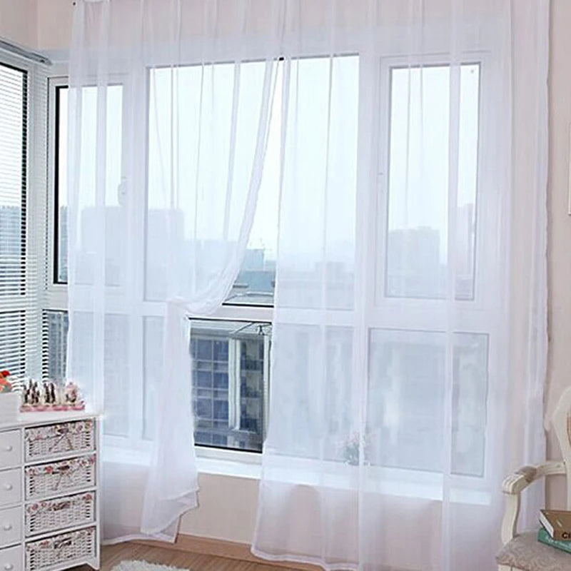 Transparent Window Gauze Solid Color Wedding Glass Gauze Household Products Light Luxury Style Easy To Install Curtains
