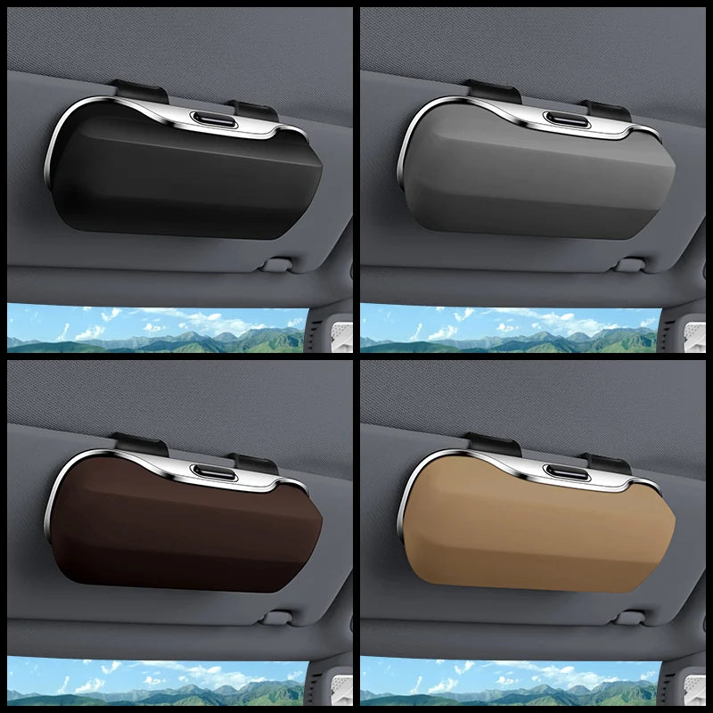 Multifunction Car Glasses Box Portable Car Sunglasses Holder Car Driving Glasses Holder Eyeglass Case Sun Visor For Model Y BMW