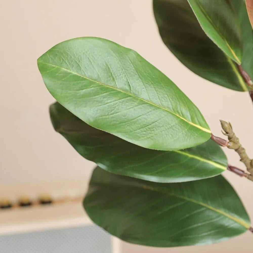 57cm Artificial Magnolia Leaves Rubber Plants Leaves Simulated Plant Branch DIY Floral Arrangement Faux Plants Home Decoration