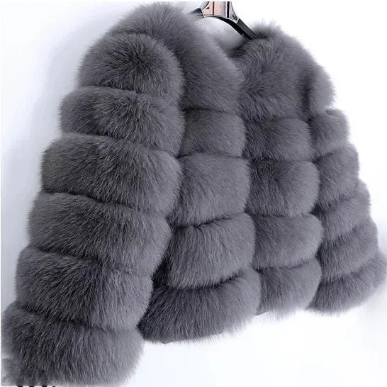 Women Autumn Winter Faux Fur Fox Coats Short Coat Jackets Elegant Jacket Furry Outerwear Party White Thick Warm Y2k Coats