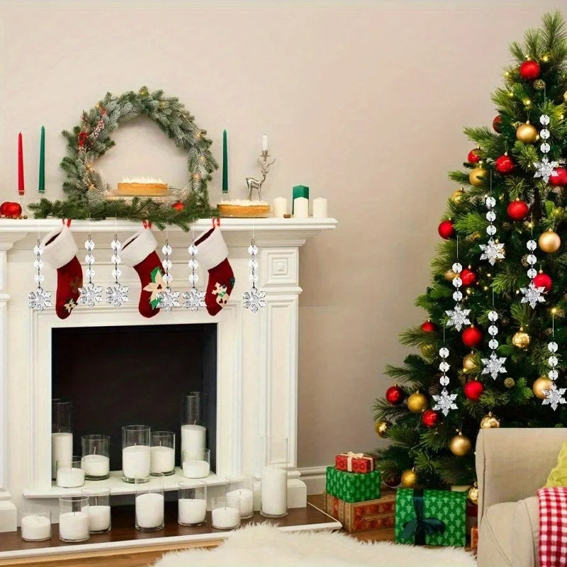 10PCS Snowflake Crystal Christmas Ornaments for Christmas Tree Decorations, Hanging Clear Acrylic Snowflake Ornaments