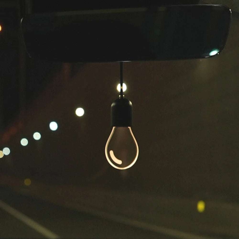 Car Rearview Mirror Ornament Hanging Decor Retro Small Car Light LED Bulb Atmosphere Lamp for Car Interior Decoration