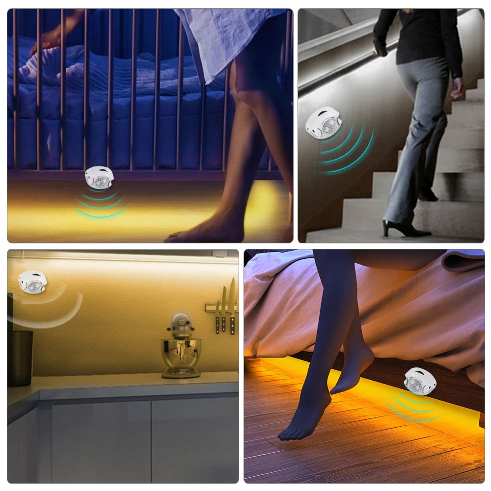 1M-5M PIR Motion Sensor LED Strip Lights IP65 Waterproof DC 12V Light Strip For Stairs Wardrobe Closet Kitchen Smart On/Off Lamp