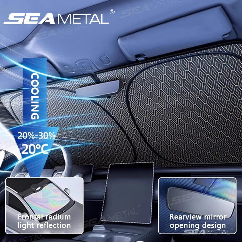 SEAMETAL 5-Layer Windshield Sun Shade Cover for Car Sun Protection Curtain Sunshade Foldable Storage Universal for Sedan Suv Mpv