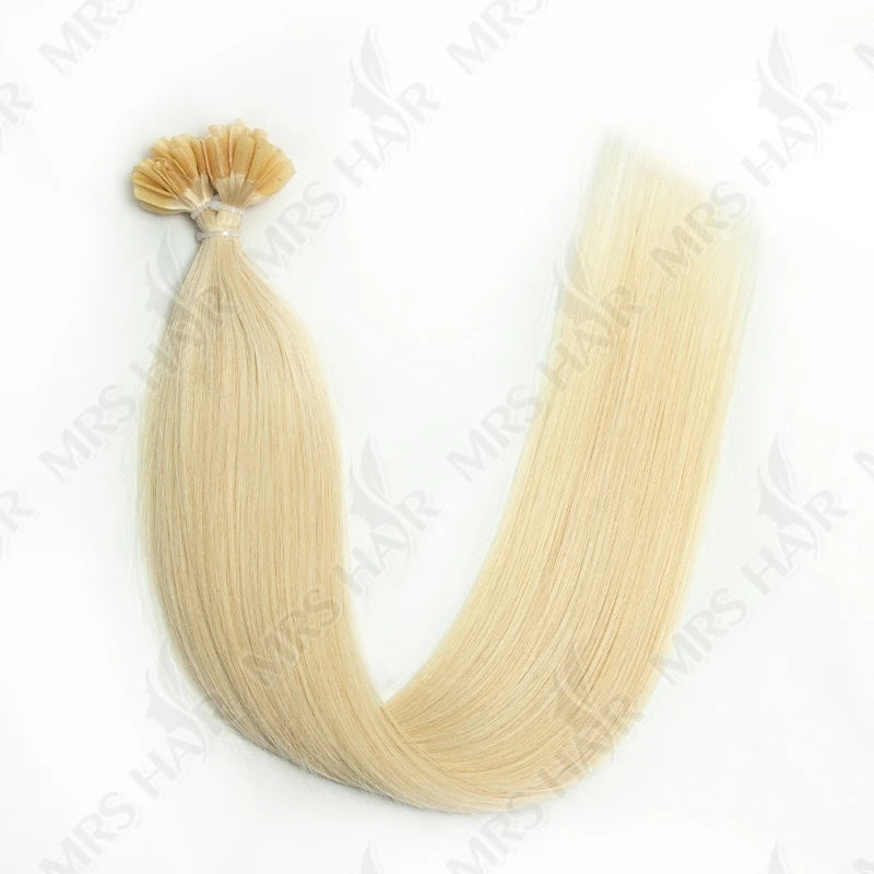 MRSHAIR U Tip Fusion Hair Extensions Nail Tips Human Hair Italiana 1.5cm Long Keratin Hair Bondings 12 16 20 24 inch 50strands