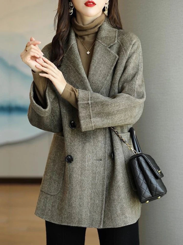 Wool Coat Elegance Coats and Jackets Women New In Autumn Winter Jacket Women Korean Style Long Sleeve Office Lady Trench Coat