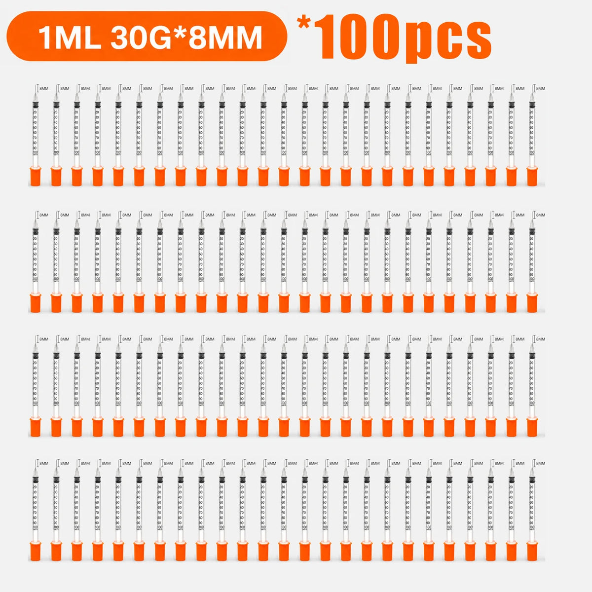 20pcs/100pcs 1ml 0.5ml 30G 31G Pet Animal Dog Cat Disposable Syringe Plastic Veterinary Syringe With Needles Medical Supplies