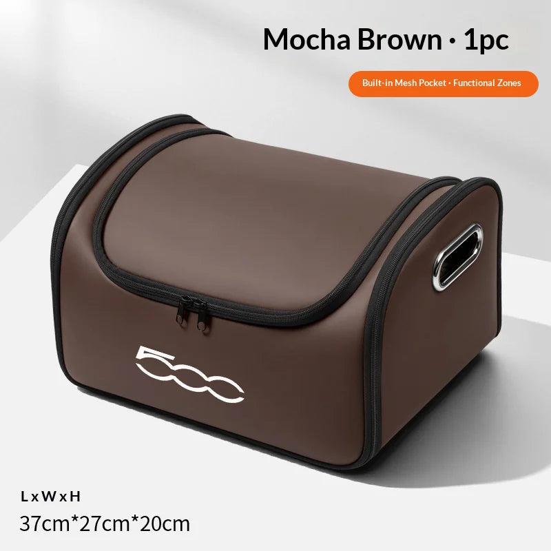 For Fiat 500 Car Trunk Organizer Storage Box Seat Multifunctional Storage Bag with Built-in Pocket Auto Interior Accessories