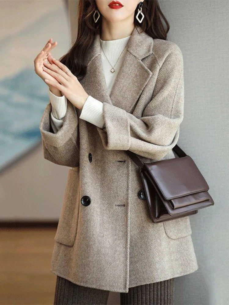 Wool Coat Elegance Coats and Jackets Women New In Autumn Winter Jacket Women Korean Style Long Sleeve Office Lady Trench Coat