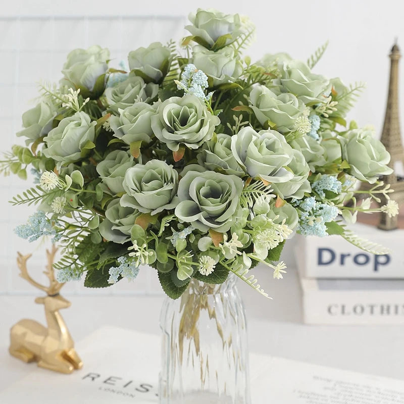 1/3Pcs Rose Artificial Flowers Bouquet Fake Flower for Home Room Decor Garden Wedding Marriage Decoration Bride Bouquet Ornament