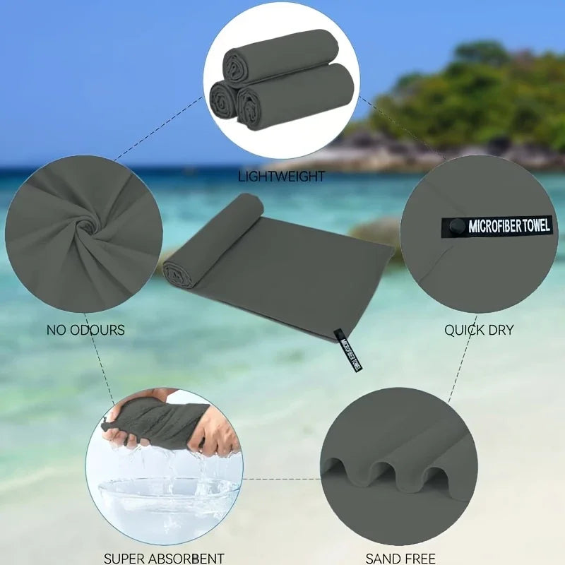 Microfiber Towel Quick Dry Towel Travel Towel Sports Towel Beach Towel Sandproof Soft Light Towel For Swim, Yoga, Gym