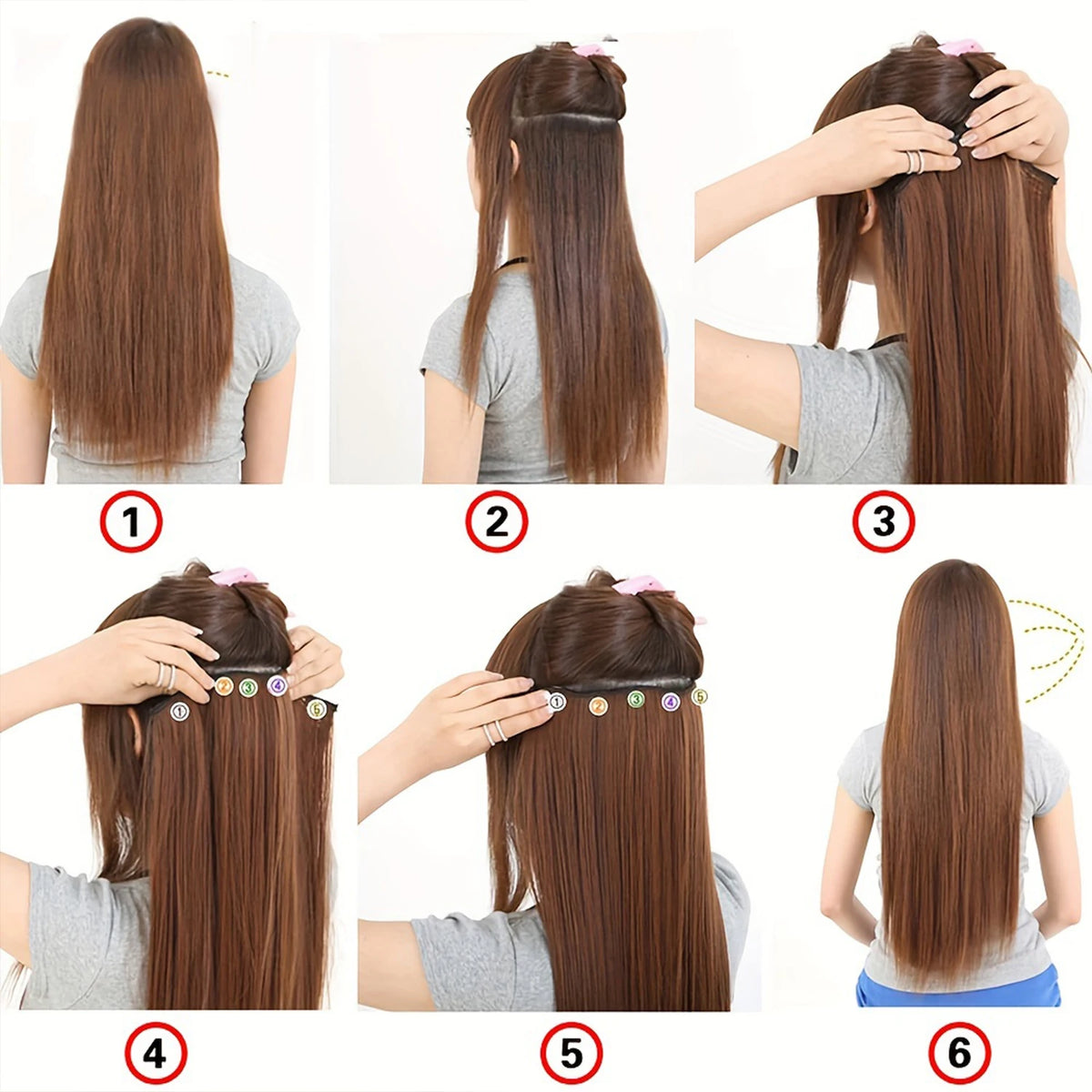 Synthetic Super Long Straight 5 Clip In Hair Extensions 32Inch One Piece Hairpiece for Women Multiple Colors Hair Extensions