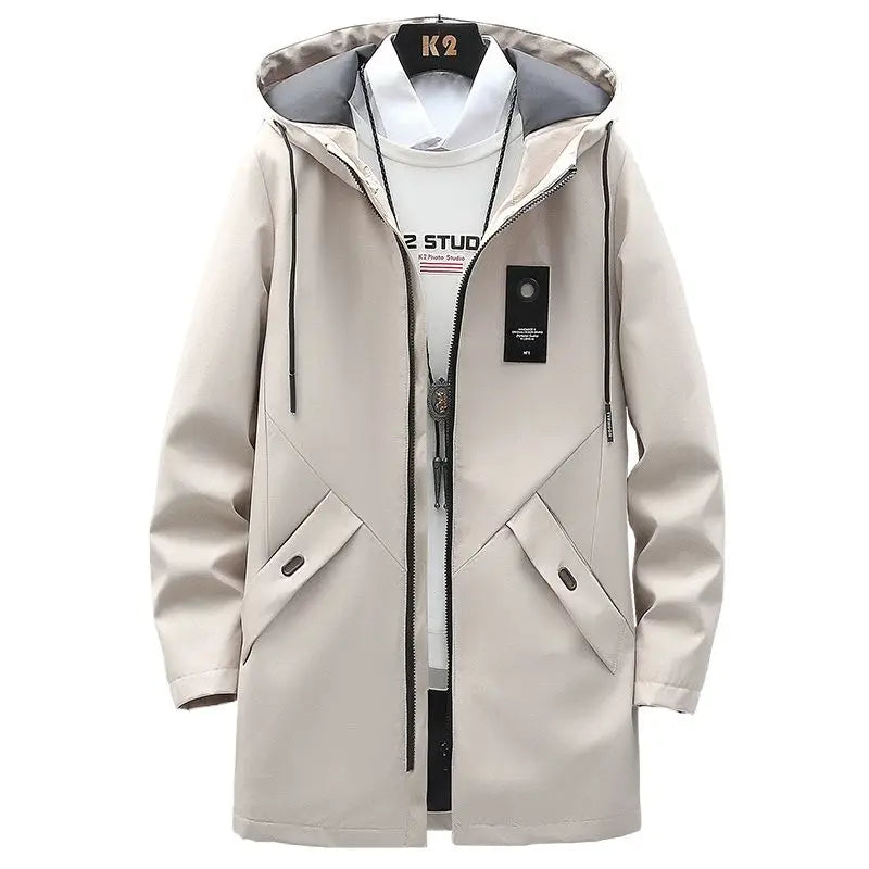 New Mens Casual Long Jackets Coats Hooded Streetwear Hip Hop Windbreaker Outwear Jacket Men Spring Autumn Mens Clothing 2025